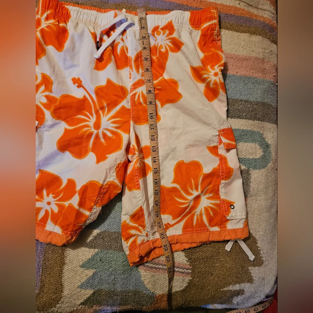 Exist Supreme Men's Size Large Orange Floral Board Shorts Swim Trunks